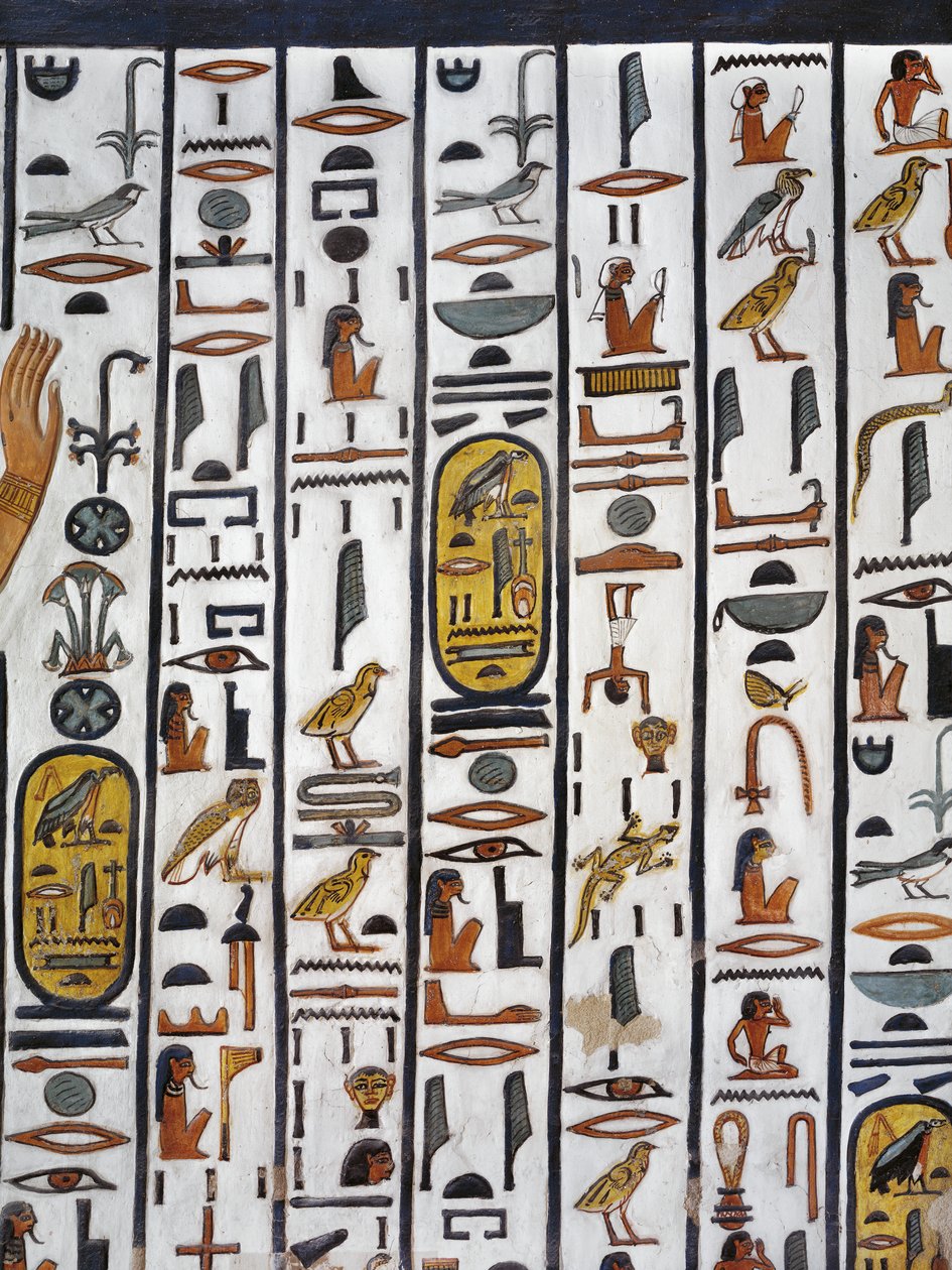 Egipto, Tebas, Luxor, Valle de las Reinas, Tumba de Nefertari, pintura mural en la cámara funeraria de la dinastía XIX de Egyptian 19th Dynasty
