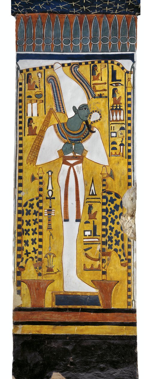 Egipto, Tebas, Luxor, Valle de las Reinas, Tumba de Nefertari, pintura mural de Osiris en la cámara funeraria de la dinastía XIX de Egyptian 19th Dynasty