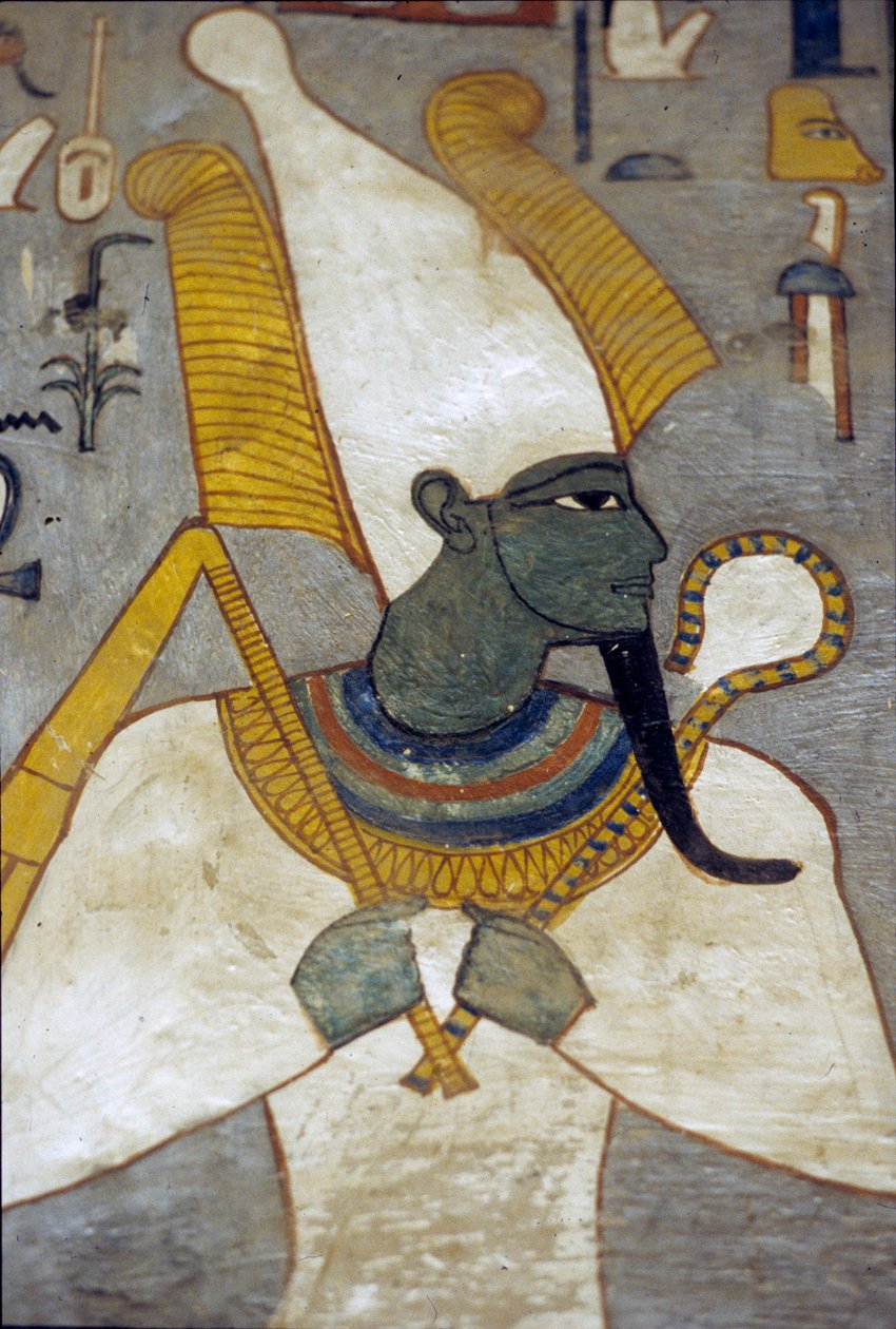 Osiris de la tumba de Ramsés I, Tebas (pintura mural) de Egyptian 19th Dynasty