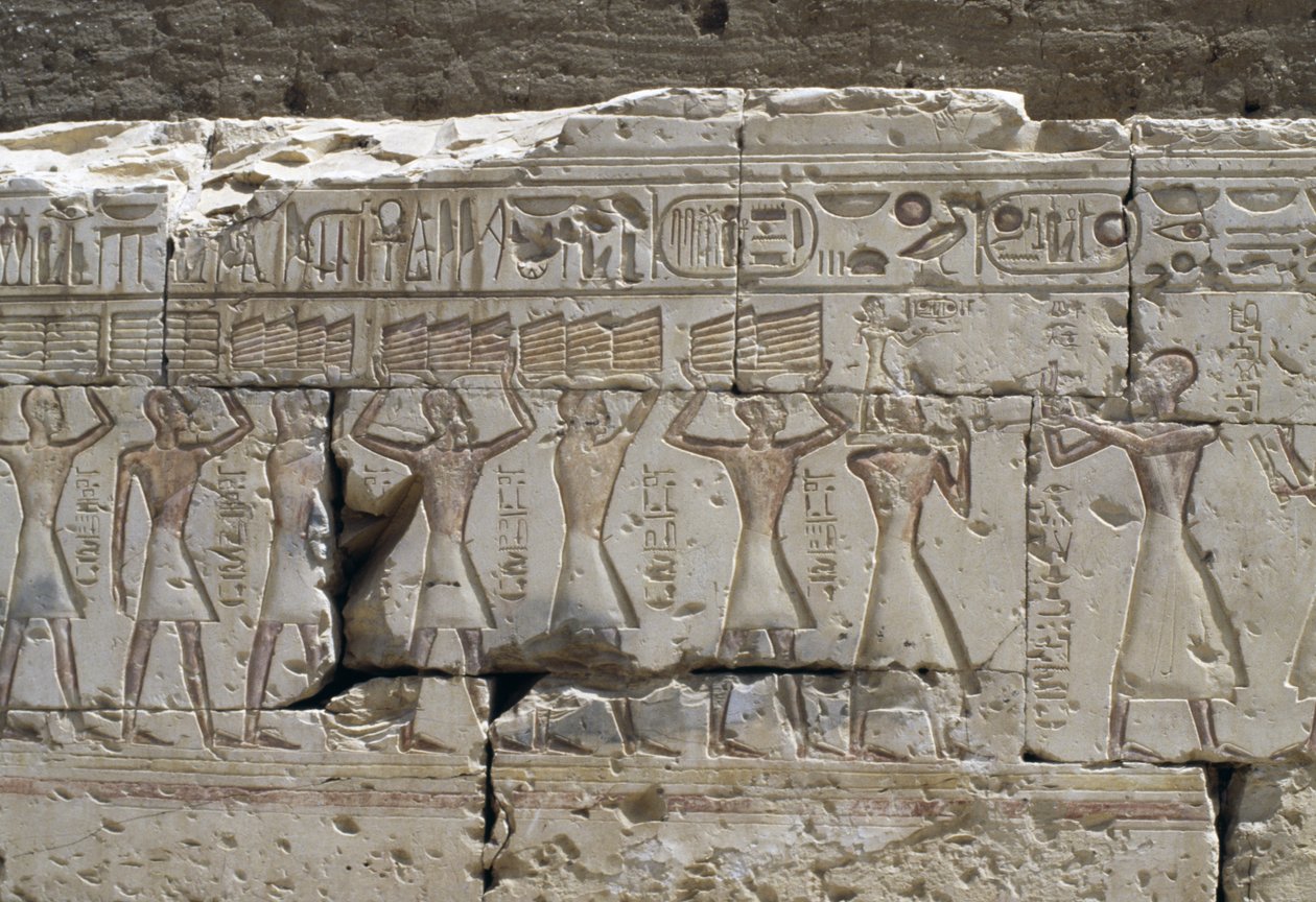 Relieve, Templo de Ramsés II, Abidos, Egipto, Civilización egipcia, Reino Nuevo, Dinastía XIX (foto) de Egyptian 19th Dynasty