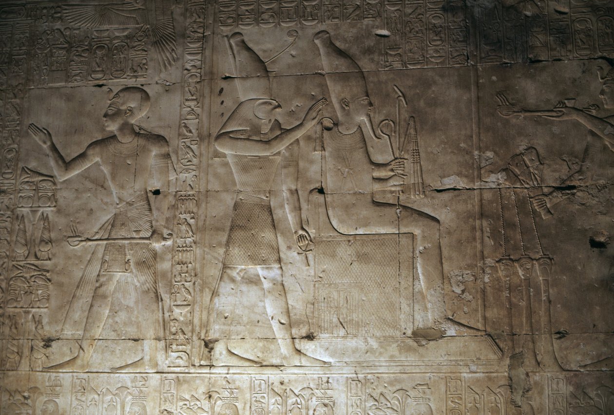 Relieve, Templo de Seti I, Abidos, Egipto, Civilización egipcia, Reino Nuevo, Dinastía XIX (foto) de Egyptian 19th Dynasty