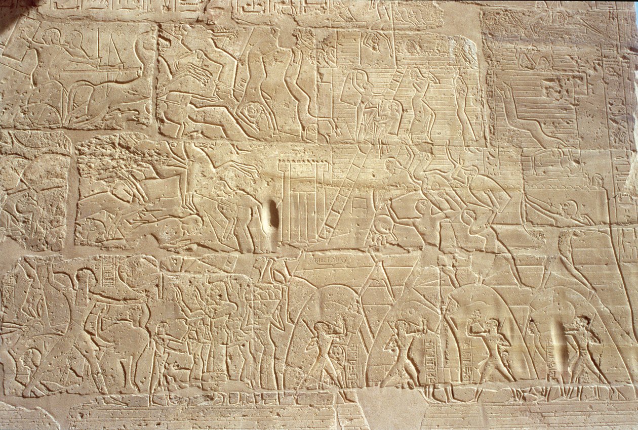 Relieve que representa a las tropas egipcias asaltando la ciudad hitita de Dapur, del Gran Salón Hipóstilo, Nuevo Reino de Egyptian 19th Dynasty
