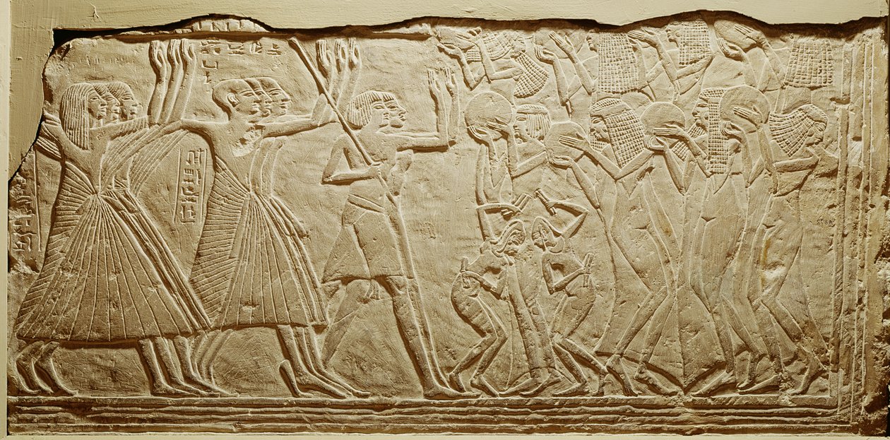 Relieve que representa un cortejo fúnebre, de Saqqara de Egyptian 19th Dynasty