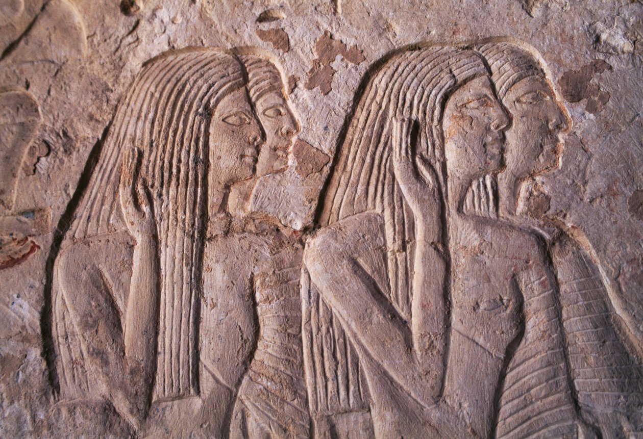 Relieve que representa a un grupo de mujeres, tumba de Leteya, Saqqara, Egipto, civilización egipcia, Reino Nuevo, dinastía XIX de Egyptian 19th Dynasty