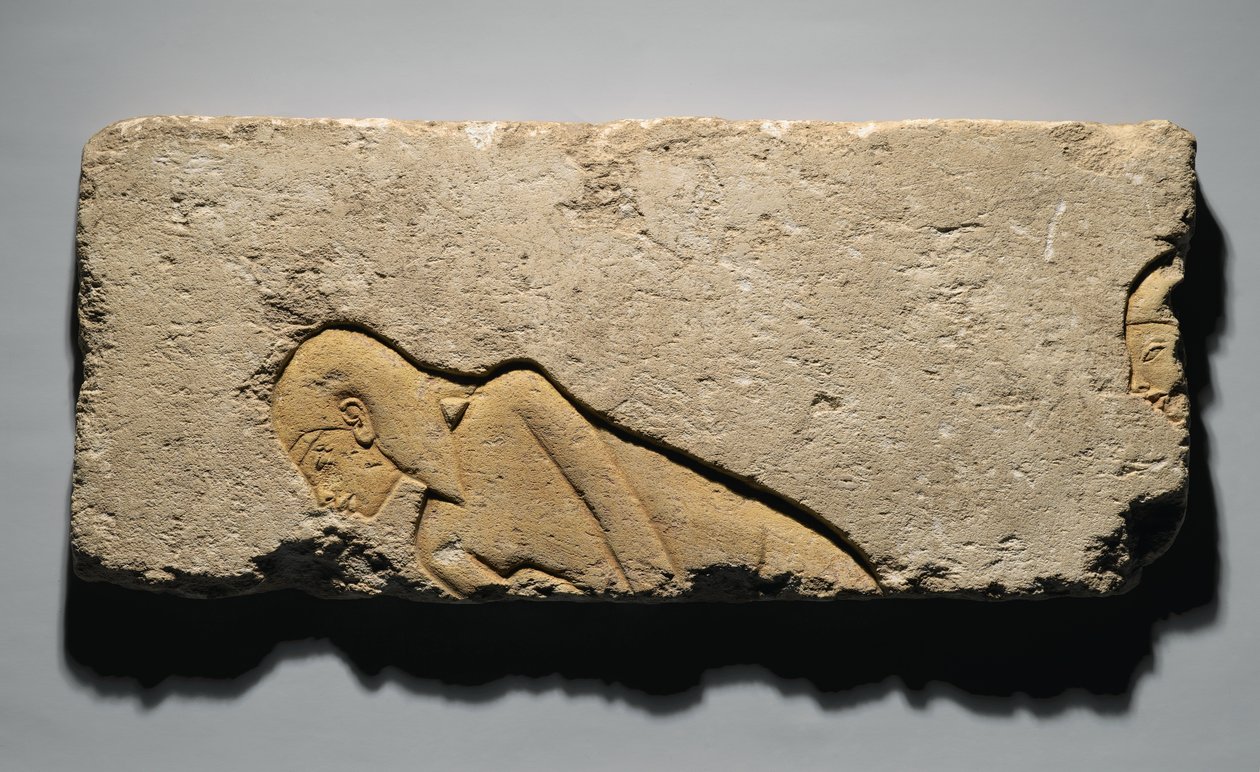 Relieve que representa a dos hombres inclinándose, de Tell el-Amarna, Nuevo Reino, c.1352-1336 a.C. de Egyptian 19th Dynasty
