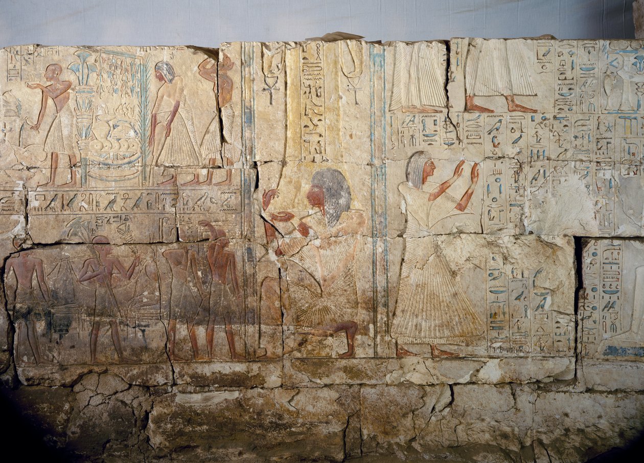 Relieve de la tumba de Netcherouymes, importante funcionario de Ramsés II, Saqqara, reinado de Ramsés II. Civilización egipcia, Reino Nuevo, Dinastía XIX de Egyptian 19th Dynasty