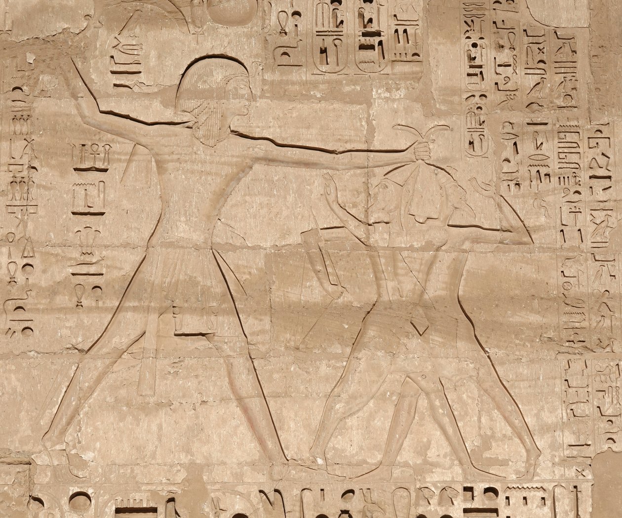 Escena de la masacre de enemigos, Templo de Horus, Edfu de Egyptian 19th Dynasty