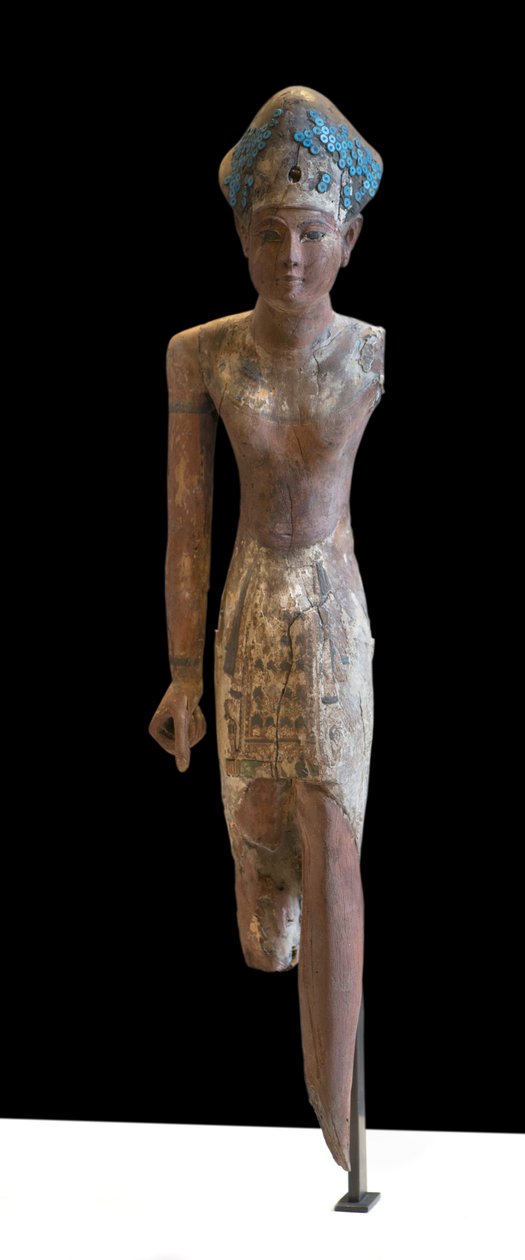 Estatua de Soberano con tocado de Ramesside de la corona azul y usando el taparrabos frontal de Egyptian 19th Dynasty