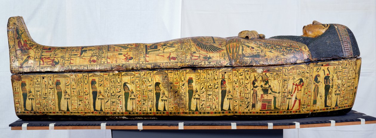 Ataúd y tapa de la momia de Nesyamun, posiblemente encontrado en Deir El-Bahri, Nuevo Reino, c.1100 a.C. de Egyptian 20th Dynasty