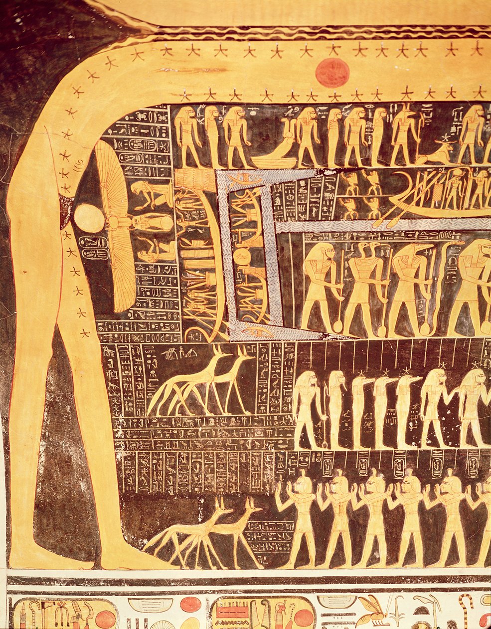 (detalle) del Libro del Día del techo de la cámara funeraria de la Tumba de Ramsés VI (r.1143-1136 a.C.) Nuevo Reino de Egyptian 20th Dynasty