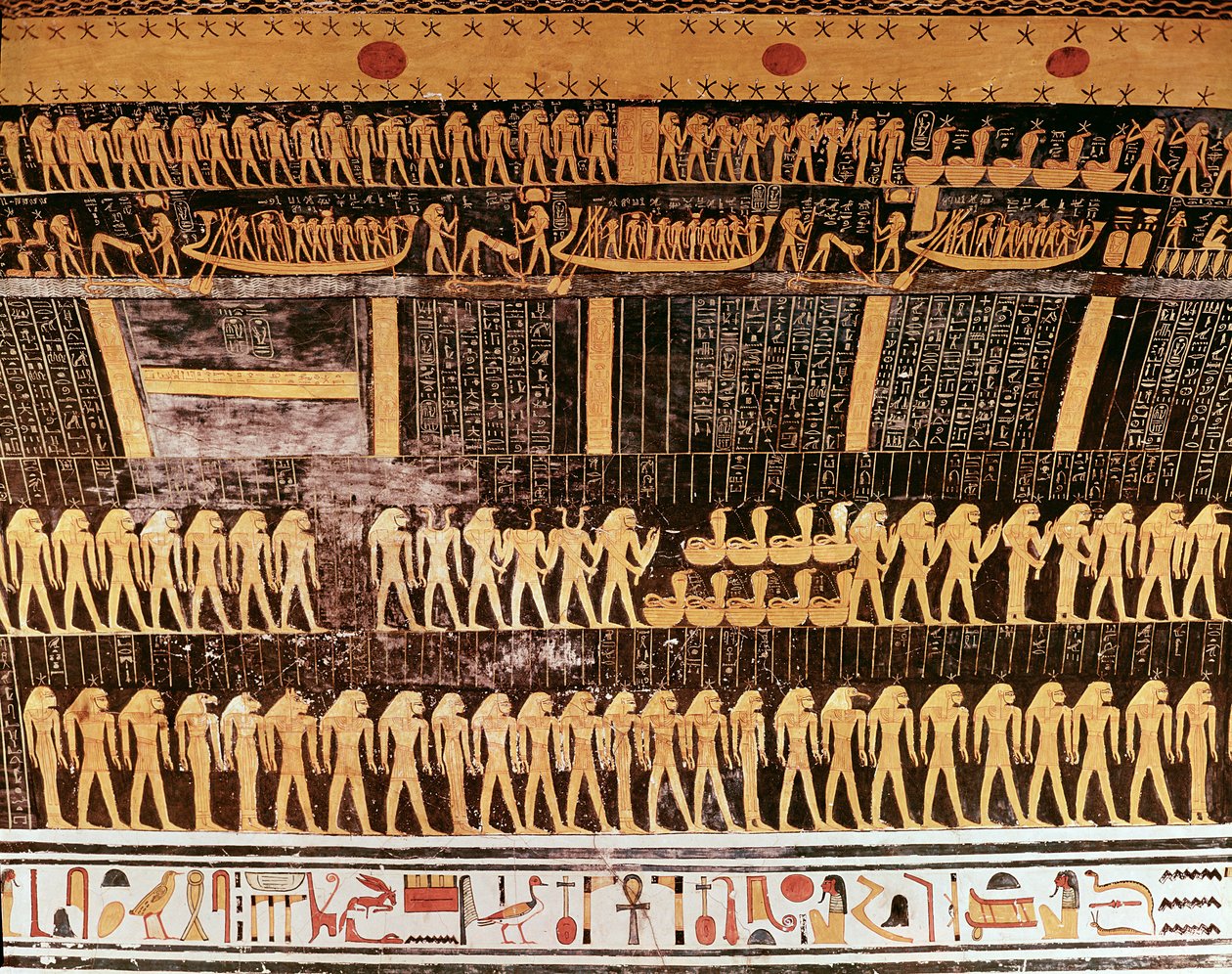 (detalle) del Libro del Día del techo de la cámara funeraria de la Tumba de Ramsés VI (r.1143-1136 a.C.) Nuevo Reino de Egyptian 20th Dynasty