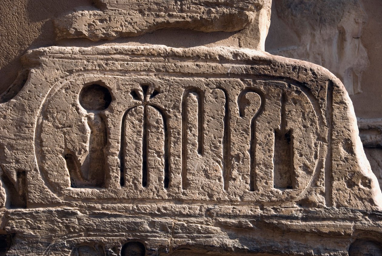 Antigüedad egipcia: cartucho del faraón Ramsés III. Templo funerario de Ramsés III (1187-1156 a.C.). Luxor, Medinet Habou, Egipto de Egyptian 20th Dynasty