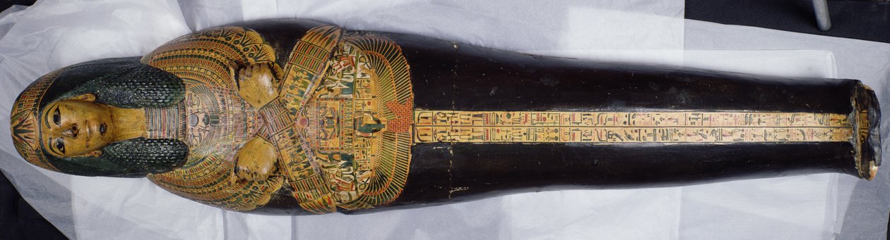 Tapa interior de la momia de Nesyamun, posiblemente encontrado en Deir El-Bahri, Nuevo Reino, c.1100 a.C. de Egyptian 20th Dynasty