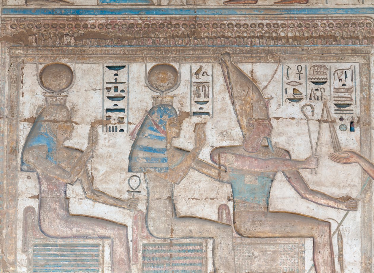 Imagen en relieve pintada en la pared de Egyptian 20th Dynasty
