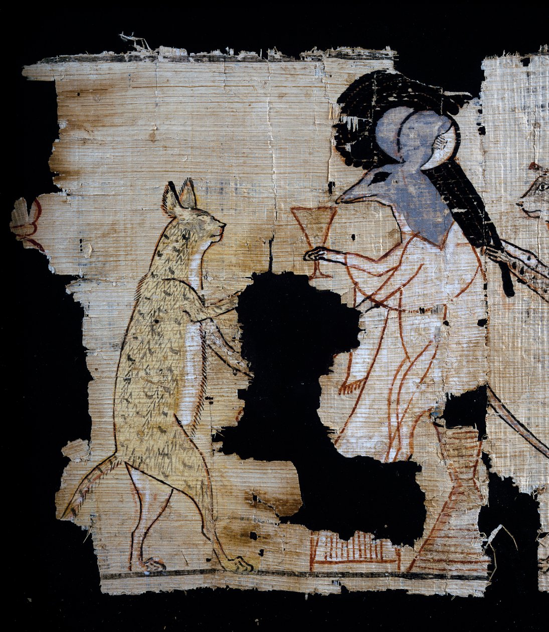 Papiro que representa escena satírica, ca 1100 a.C., datado del reinado de Ramsés IX, detalle, civilización egipcia, Nuevo Reino, Dinastía XX de Egyptian 20th Dynasty