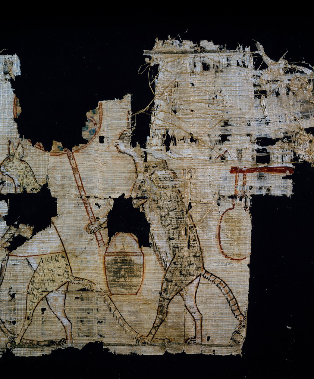 Papiro que representa escena satírica, ca 1100 a.C., del reinado de Ramsés IX, Detalle, Civilización egipcia, Reino Nuevo, Dinastía XX de Egyptian 20th Dynasty