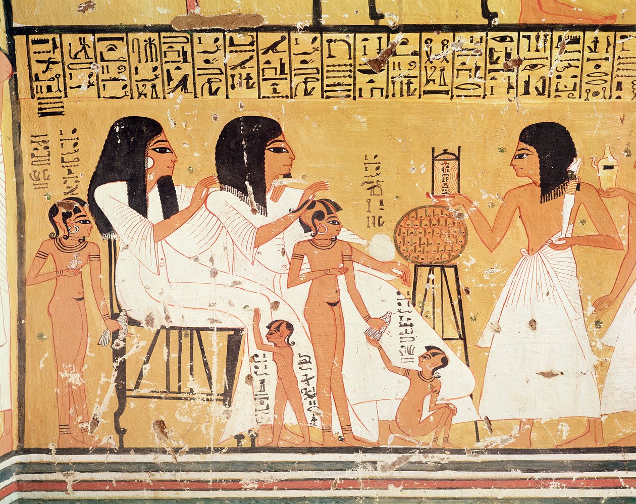 Los muertos, su familia y sus sirvientes, de la Tumba de Ankerkhe, Tumbas de los Trabajadores, Reino Nuevo de Egyptian 20th Dynasty
