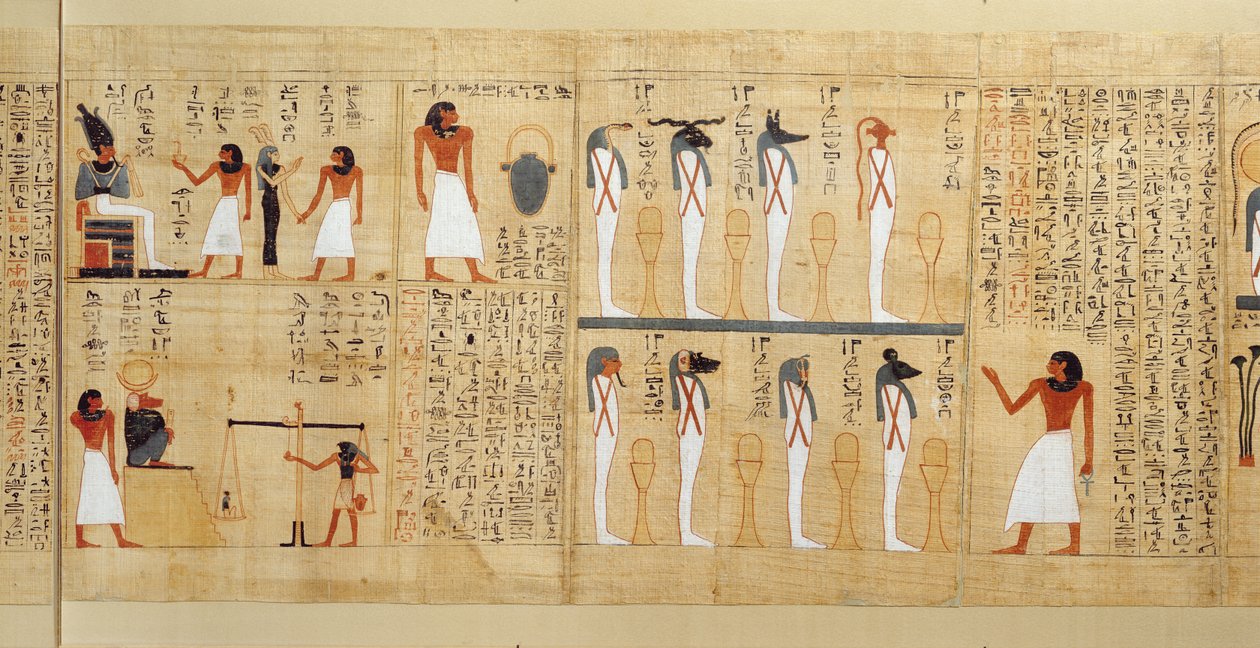 Papiro mitológico de Imenemsaouf, Tercer Periodo Intermedio, c.1000 a.C. (detalle) de Egyptian 21st Dynasty