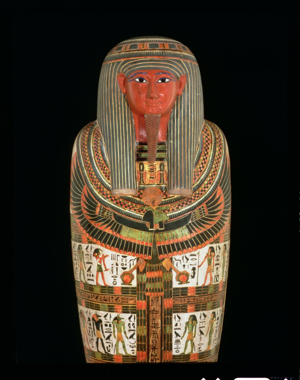 Cartonaje de momia de Nespanetjerepenere, detalle, probablemente de Tebas, Período Intermedio Tardío de Egyptian 22nd Dynasty