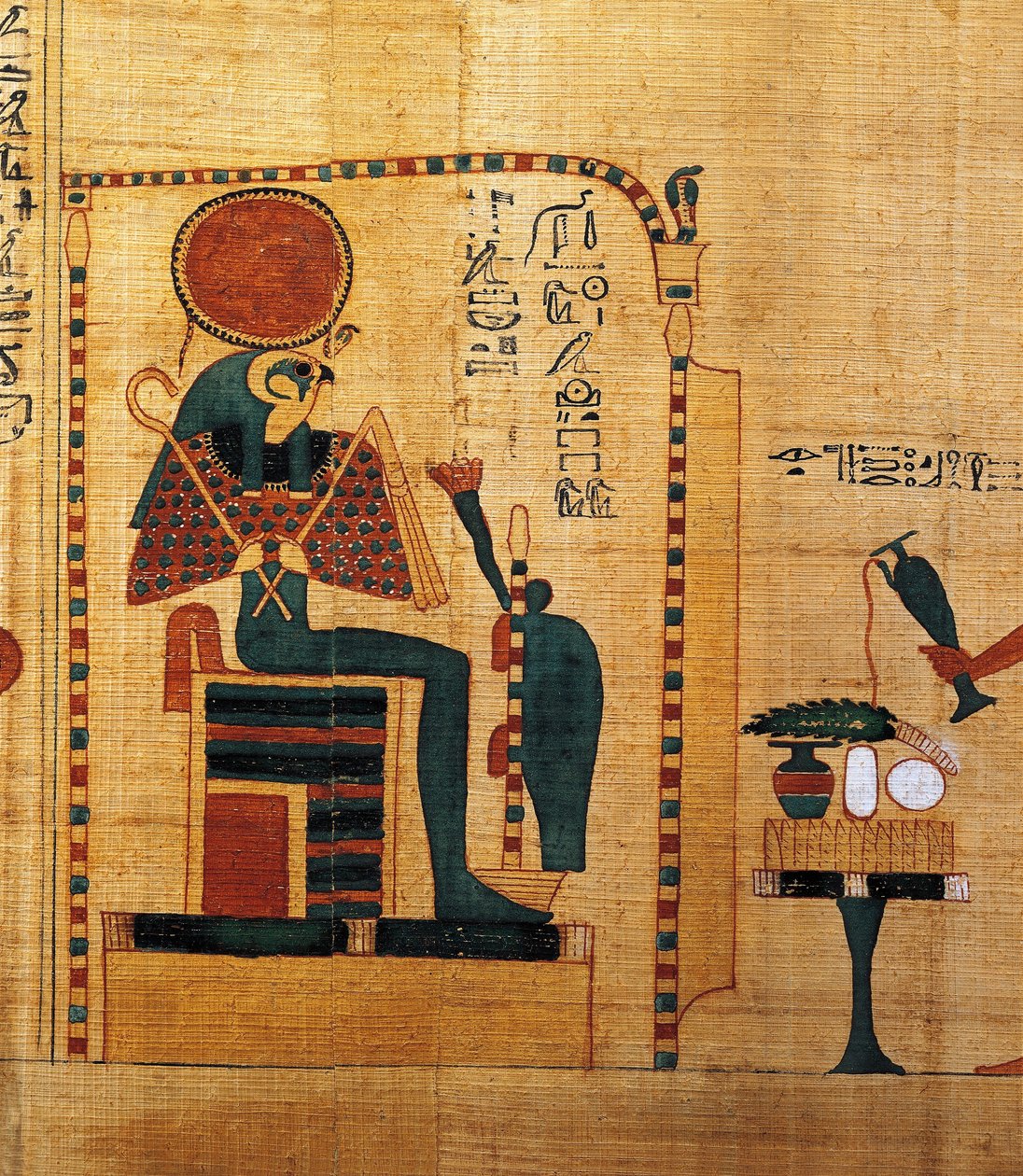 Papiro mitológico de Imenemsauf, principal portador de Amón. Detalle: dios Ra-Harakhti de Egyptian 22nd Dynasty