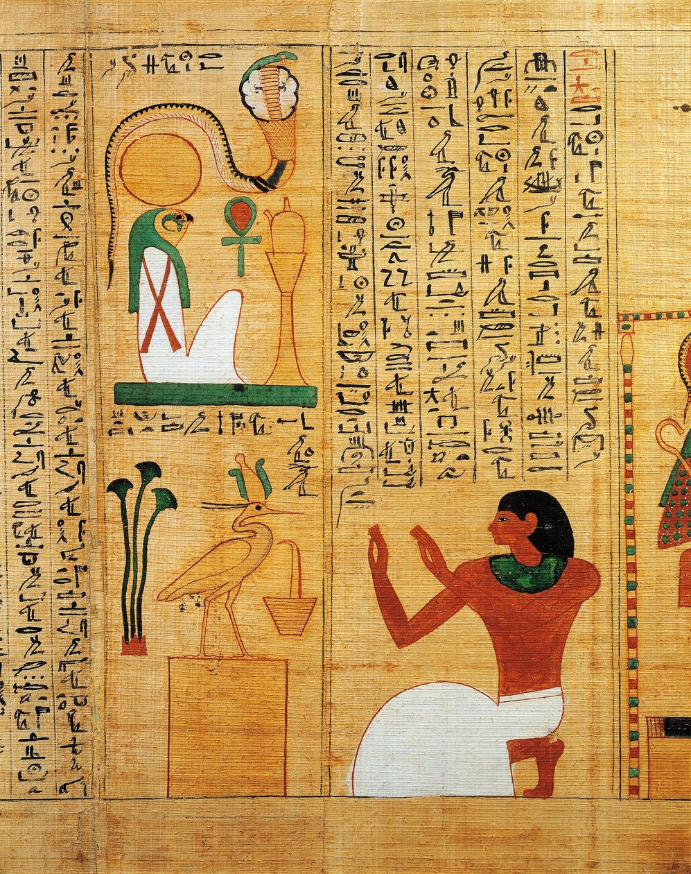 Papiro mitológico de Imenemsauf, jefe de los portadores de Amón. Detalle: himno al sol Ra como pájaro de Egyptian 22nd Dynasty