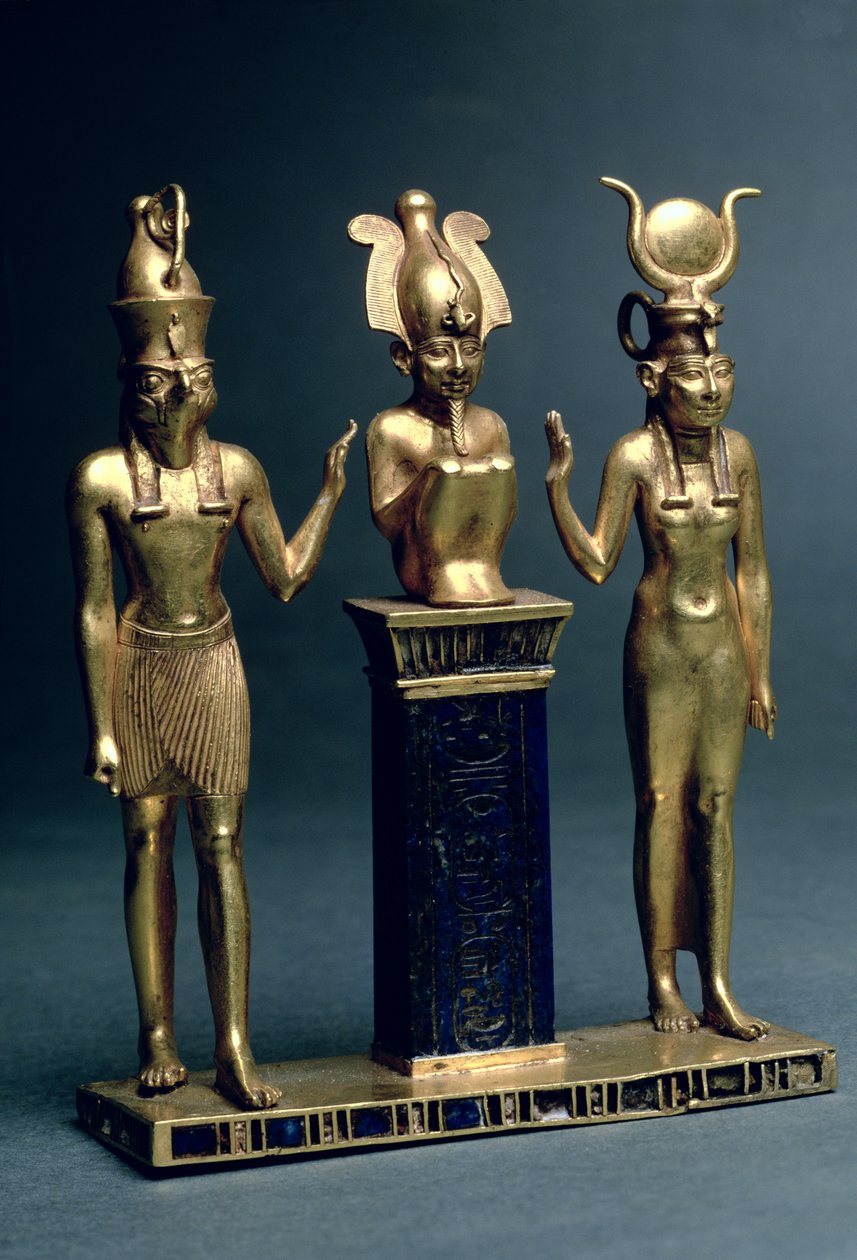 Triada de Osorkon II: Osiris flanqueado por Isis y Horus, Tercer Periodo Intermedio, c.874-850 a.C. de Egyptian 22nd Dynasty