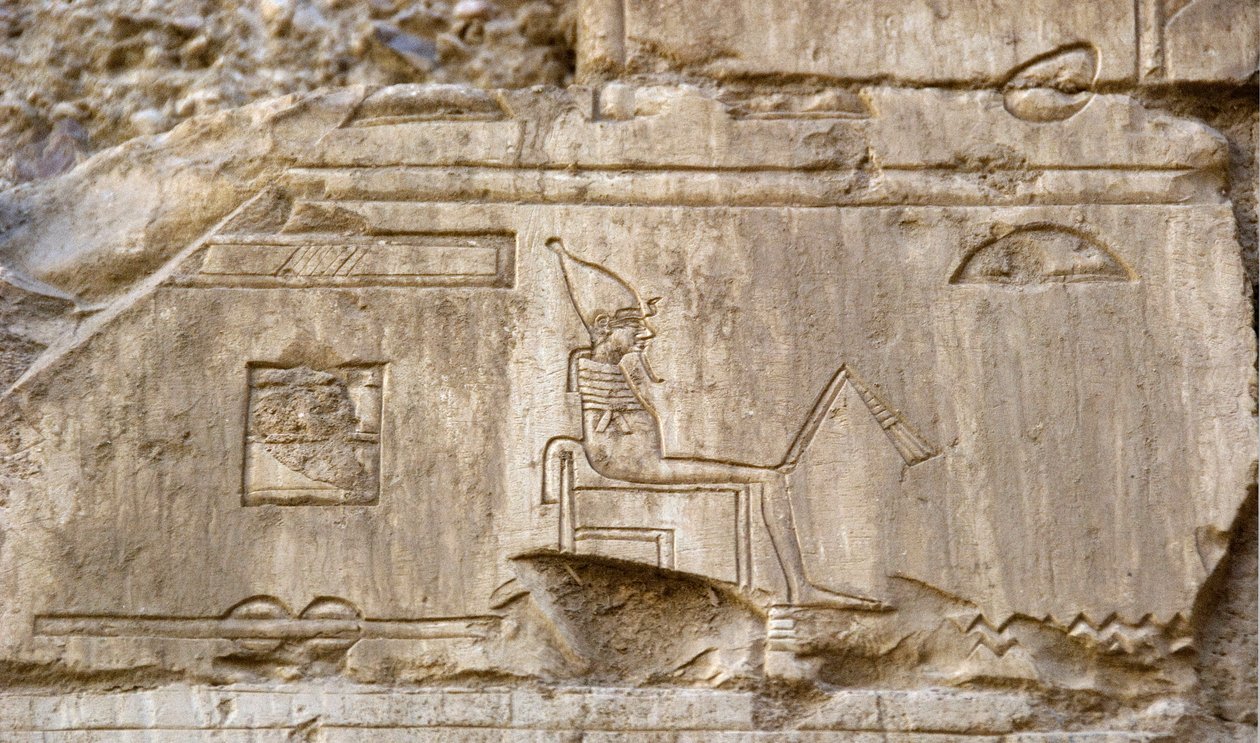 Antigüedad egipcia: relieve representando a la deidad Osiris. Tumba de Ankh-Hor (Ankh Hor) (TT414) (Dinastía XXVI, 672-525 a.C.), Luxor (Tebas), Egipto de Egyptian 26th Dynasty