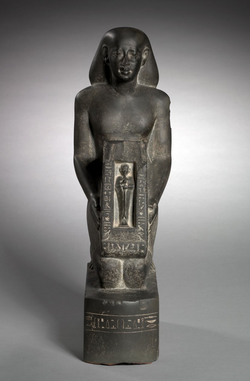 Estatua naofórica del oficial de finanzas y supervisor de campos, Horwedja, 521-486 a.C. de Egyptian 27th Dynasty