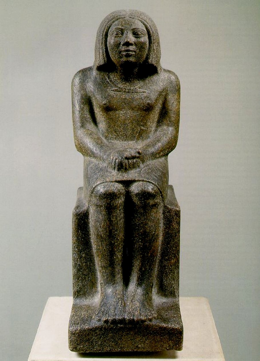 Figura Masculina Sentada, Egipto, Ankh, 3ª Dinastía de Egyptian 3rd Dynasty