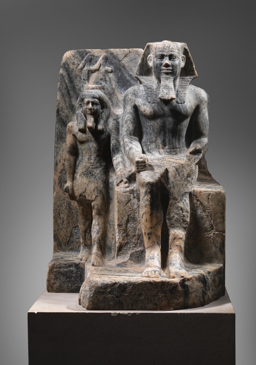 Rey Sahure y un dios del nomo, c. 2458-2446 a.C. de Egyptian 5th Dynasty