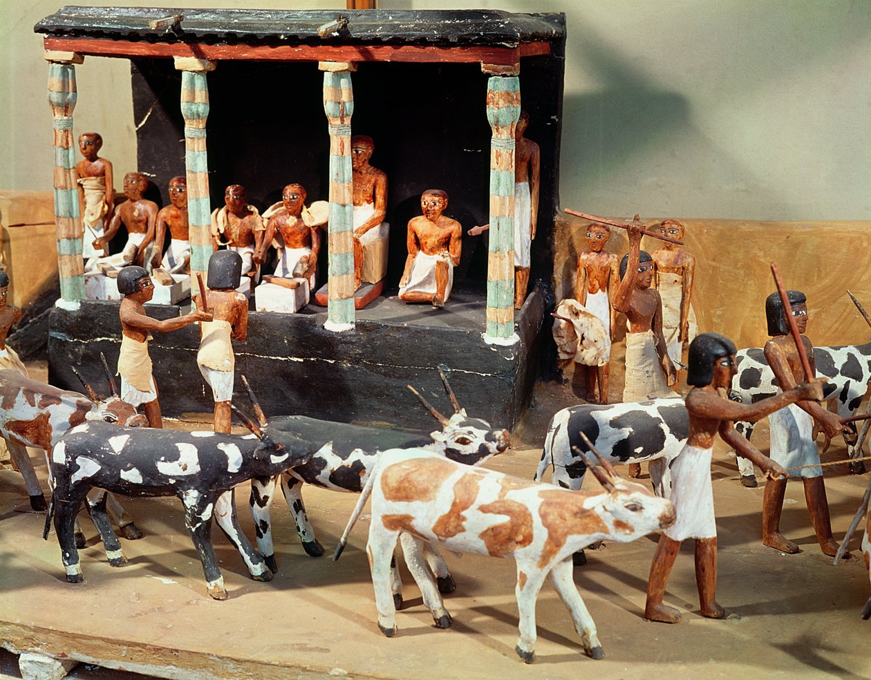 Modelo funerario de un censo de ganado, de la Tumba de Meketre, Tebas, Reino Medio, c.2000 a.C. (detalle) de Egyptian 6th Dynasty