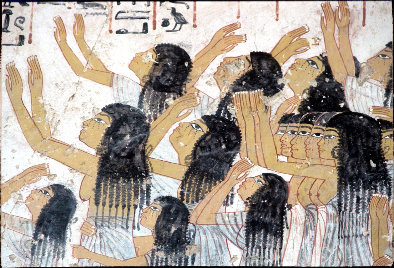 Antiguo Egipto, Pintura mural, Mujeres lamentándose en un cortejo fúnebre, Tumba de Ramose, Tebas de Egyptian Egyptian