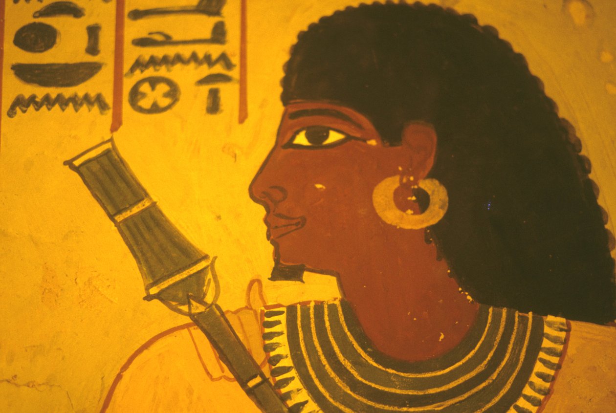 Antiguo Egipto, Pintura mural/fresco, Tumba de Sennufer, Tebas/Luxor, Sennufer con cetro, Alcalde de Tebas, supervisor bajo Amenofis II de Egyptian Egyptian
