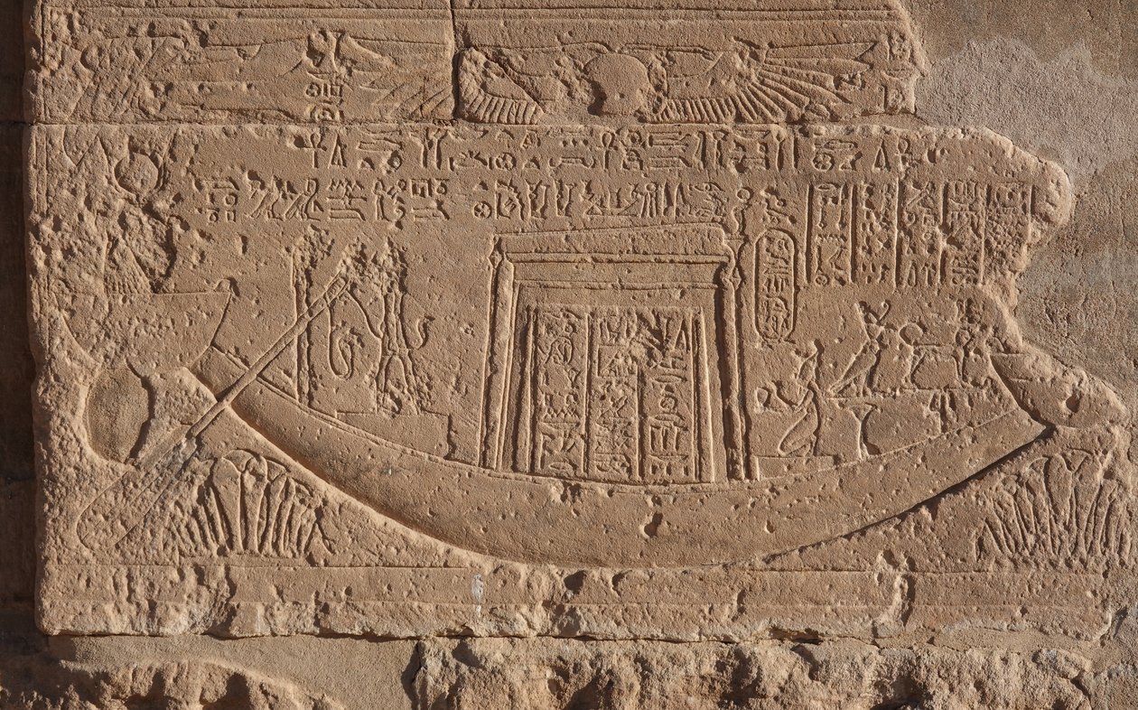 Barca símbolo de la vida y del sol, templo de Philae de Egyptian Egyptian