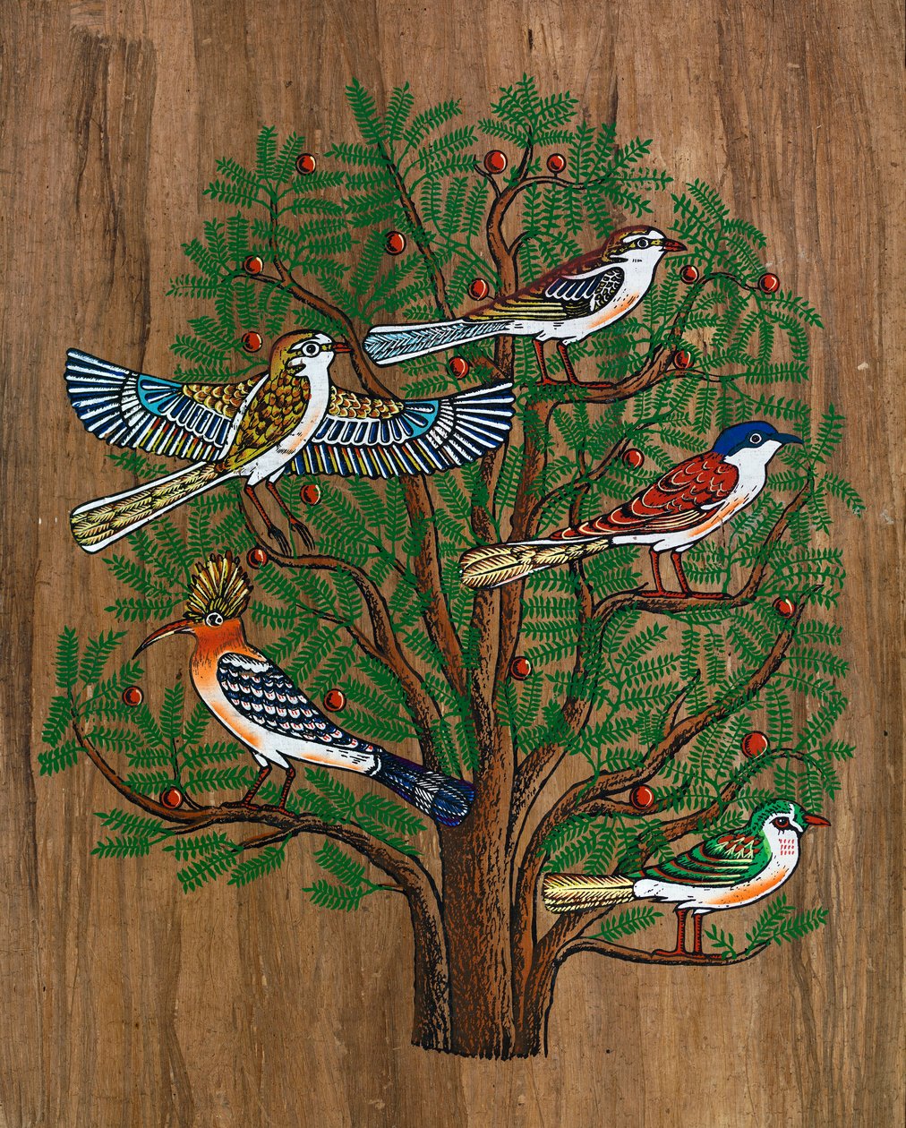 Arte egipcio, papiro egipcio: Pájaros en un árbol de Egyptian Egyptian