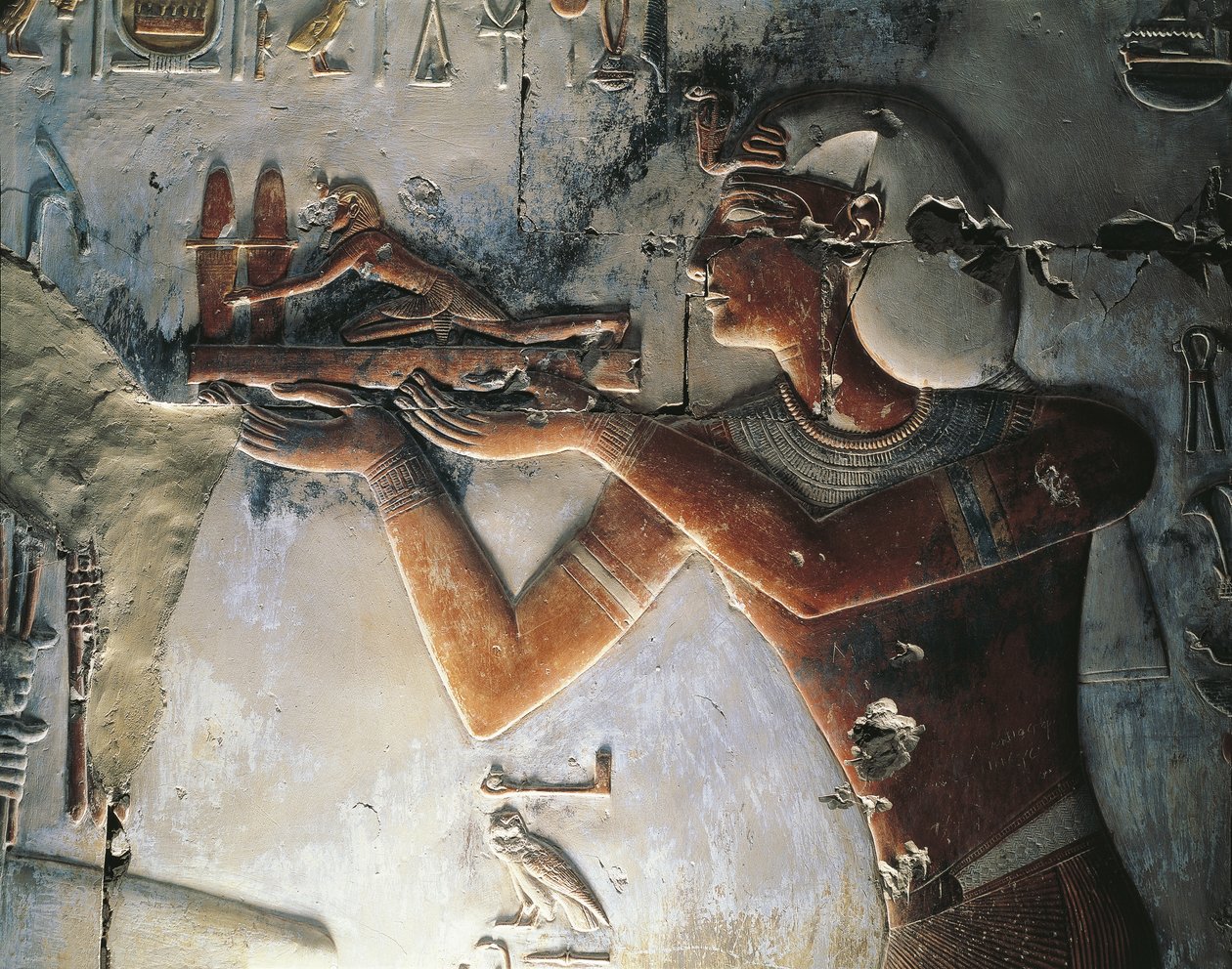 Relieve pintado de faraón de Egyptian Egyptian