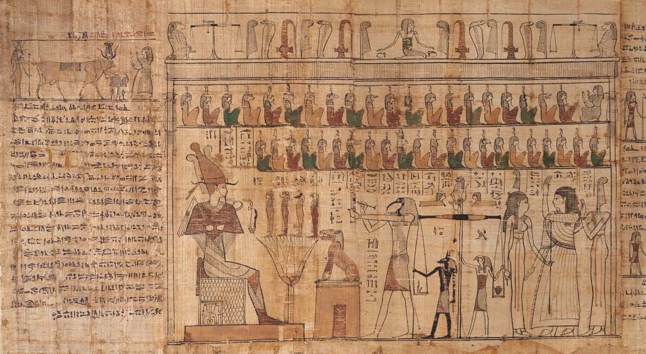 Tsekhons libro de los muertos, detalle, el pesaje de las almas (psychostasis), -664 a -332 (papiro) de Egyptian Egyptian