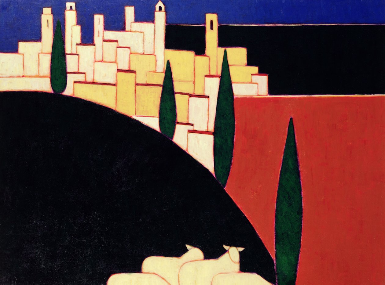 San Gimignano con Ovejas, 1999 de Eithne Contemporary Artist Donne