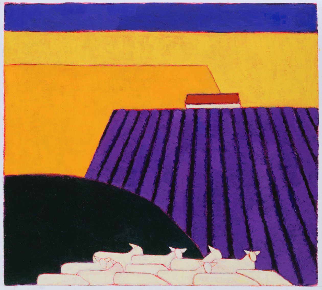 Ovejas y campos de lavanda, 2004 de Eithne Contemporary Artist Donne