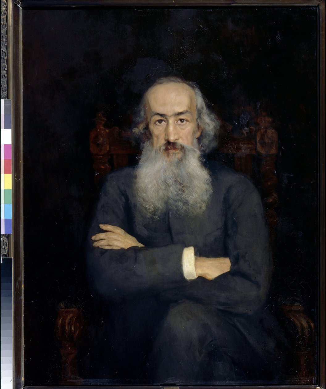 Retrato del historiador Constantin Bestushev Rizumin (Bestushev-Rizumin) (1829-1897) - Pintura de Ekaterina Sergeevna Zarudnaya Kavos (1862-1918), óleo sobre lienzo (101x79 cm) de Ekaterina Sergeevna Zarudnaya Kavos