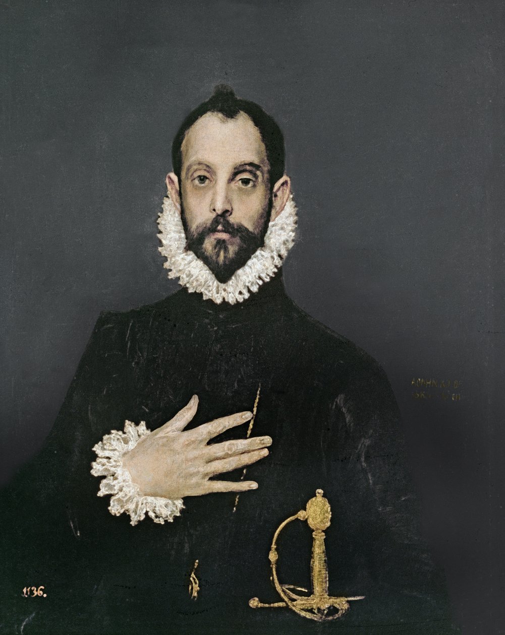 Caballero con la mano en el pecho, c.1580 de El Greco