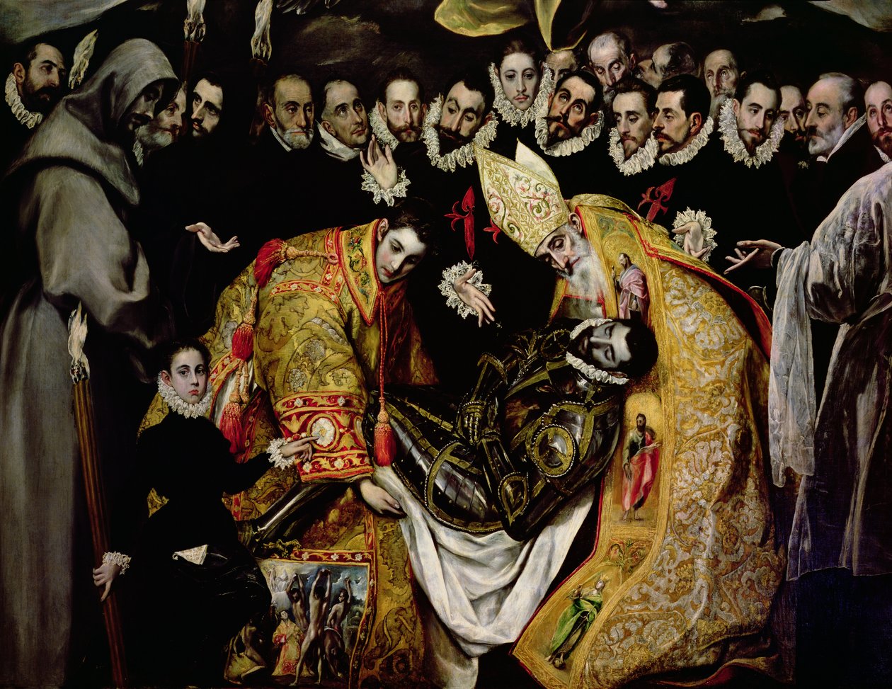 El entierro del Conde de Orgaz, de una leyenda de 1323 (detalle) de El Greco