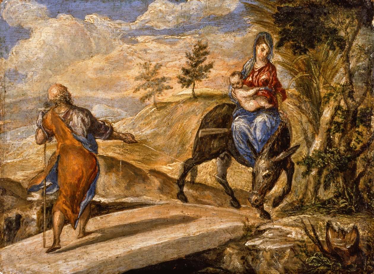 La huida a Egipto (óleo sobre tabla) de El Greco