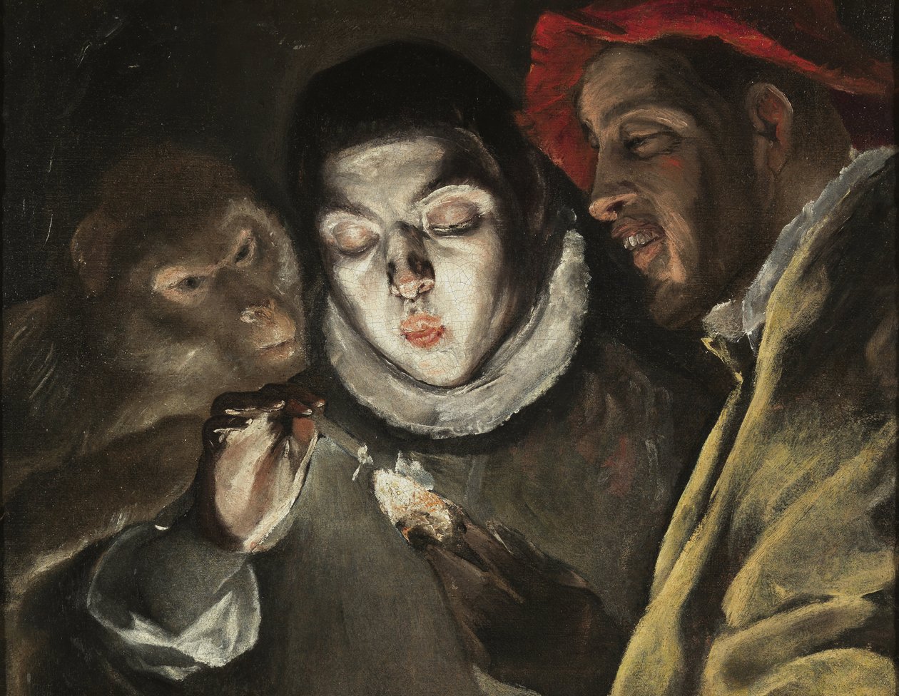 La fable - Peinture de Dominicos Theotokopoulos dit Le Greco (1541-1614), huile sur toile (50,5x63,6 cm), vers 1580 - (The Fable, oil on canvas by El Greco) - Museo del Prado, Madrid (Espagne) de El Greco