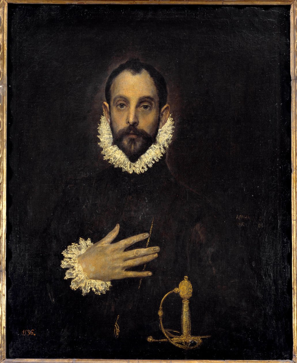 Retrato de un caballero con una mano en el pecho de El Greco