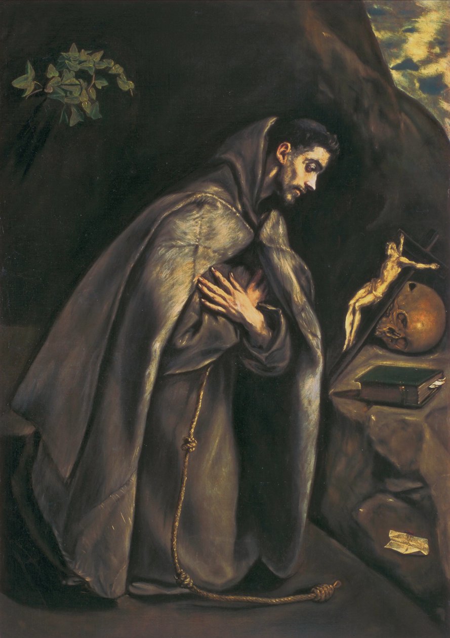 San Francisco venerando el crucifijo de El Greco