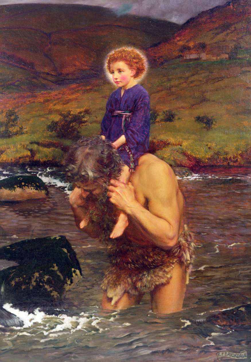 San Cristóbal con el Niño Jesús (óleo sobre lienzo) de Eleanor Fortescue Brickdale