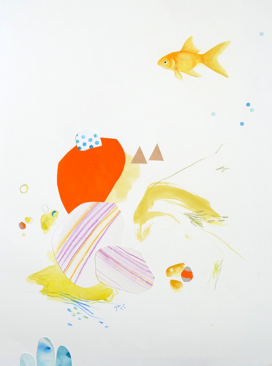 Composición de peces, 2015 (acuarela y collage sobre papel) de Eleanor Grafton