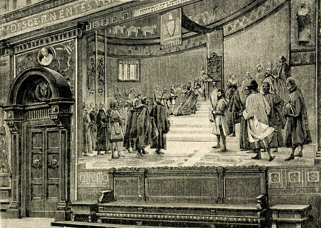Frescos del Gran Salón del Palacio de los Barnabitas, obra de Elia Bonci (1866-1953), Macerata, Las Marcas, Italia. de Elia Bonci