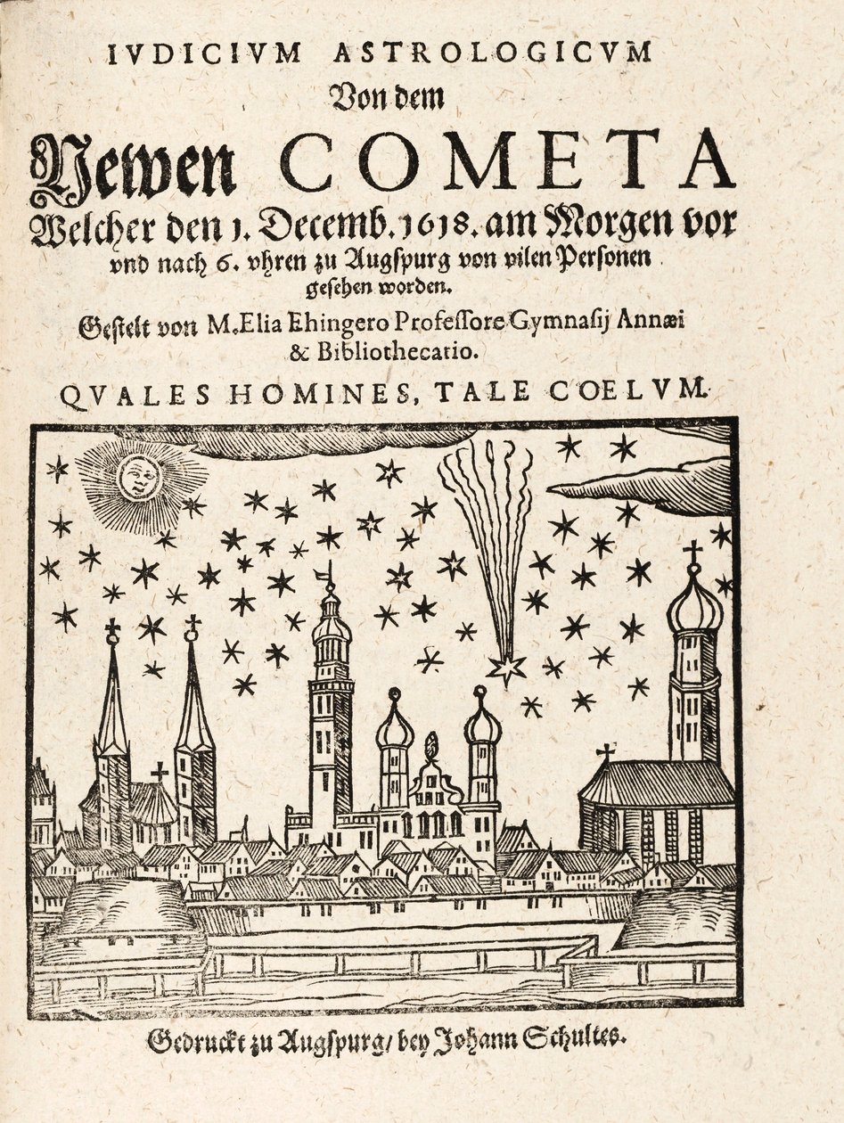 Un nuevo cometa visto desde Augspurg, Alemania el 1 de diciembre de 1618, pub. 1618 de Elias Ehinger 1573 1653.